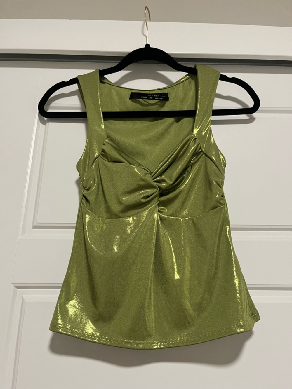 silence + noise Shimmery Olive Twist-Front Tank